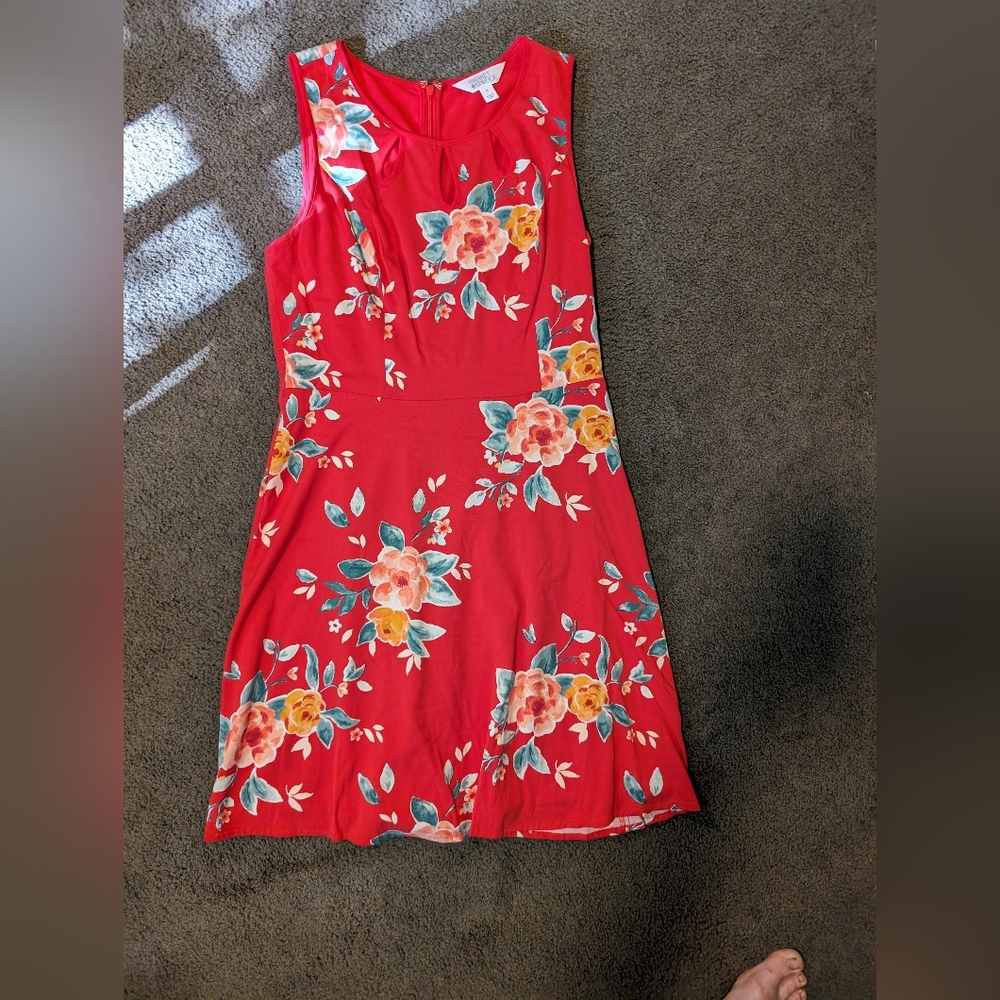 Cute summer spring floral red dress